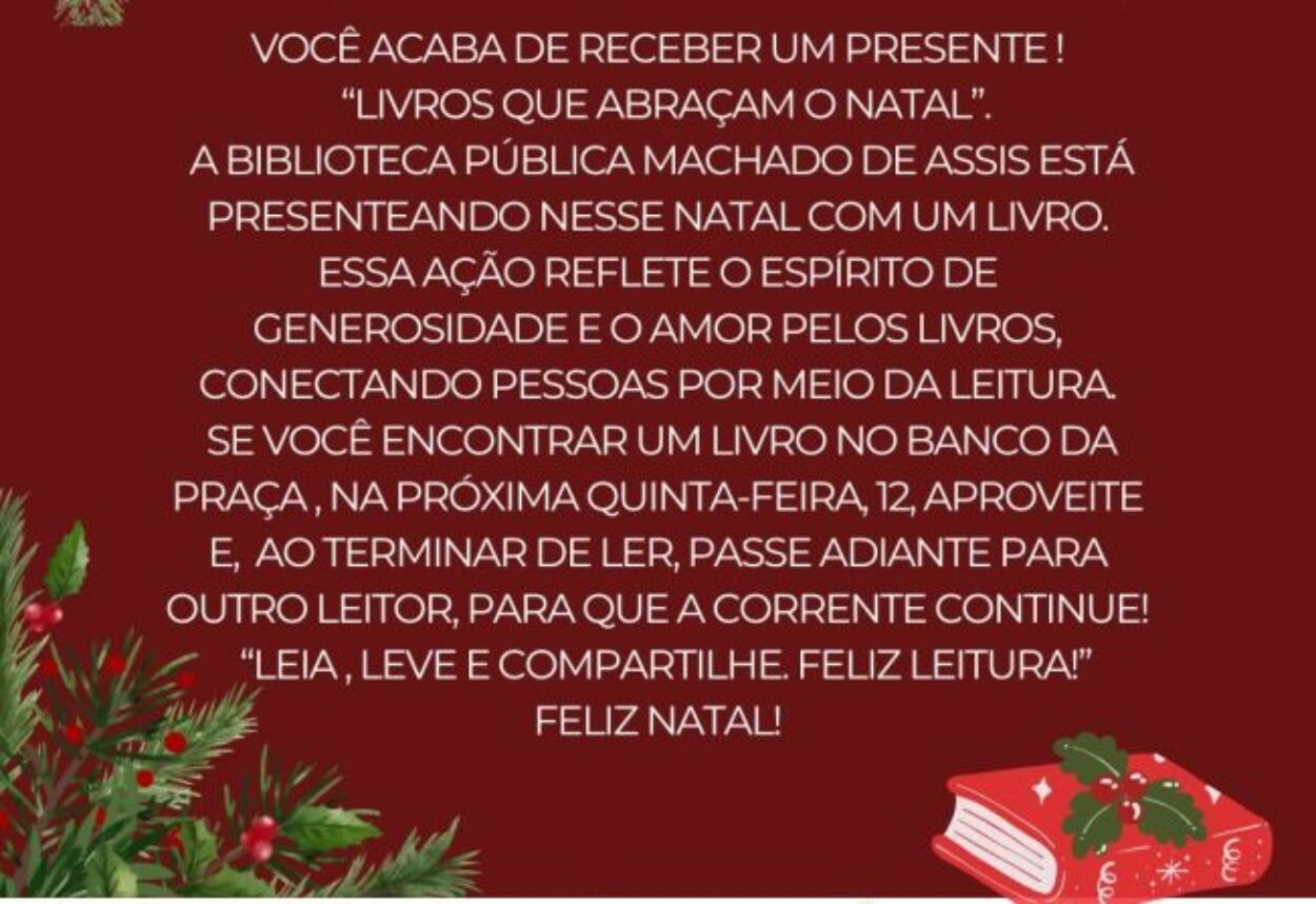 Ação da Biblioteca Pública Machado de Assis nesta quinta-feira