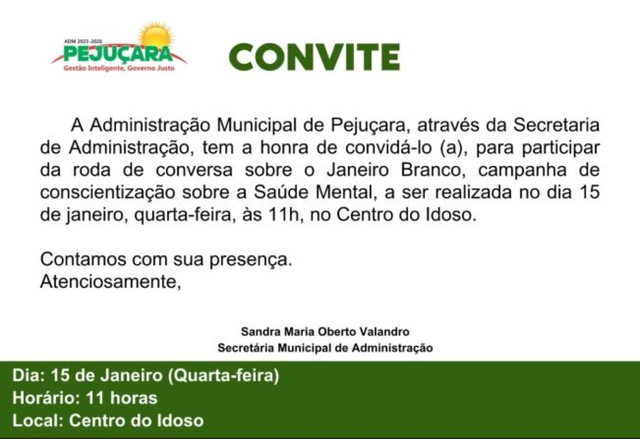 Convite aos servidores públicos municipais do Centro Administrativo!