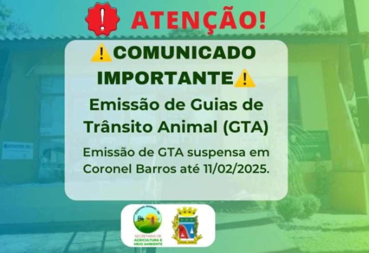 Emissão de Guias de Trânsito Animal (GTA) Emissão de Guias de Trânsito Animal (GTA)