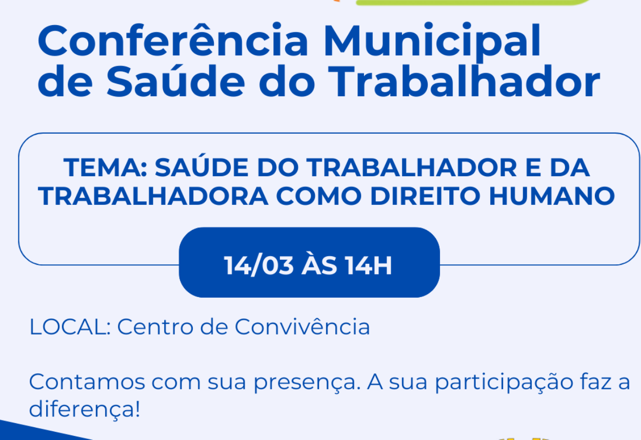Conferência Municipal de Saúde do Trabalhador será no dia 14 de março