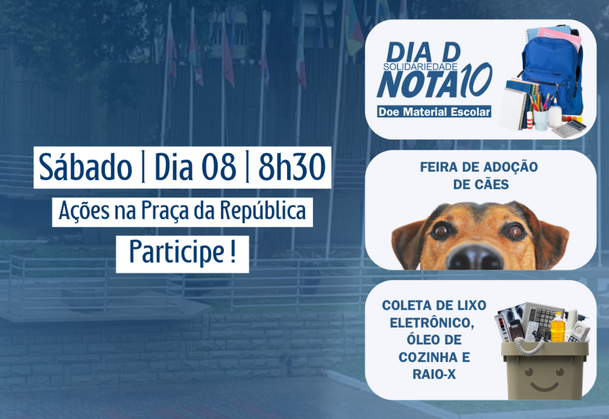 Prefeitura promove ações solidárias e ambientais na Praça da República neste sábado, dia 08 Prefeitura promove ações solidárias e ambientais na Praça da República neste sábado, dia 08
