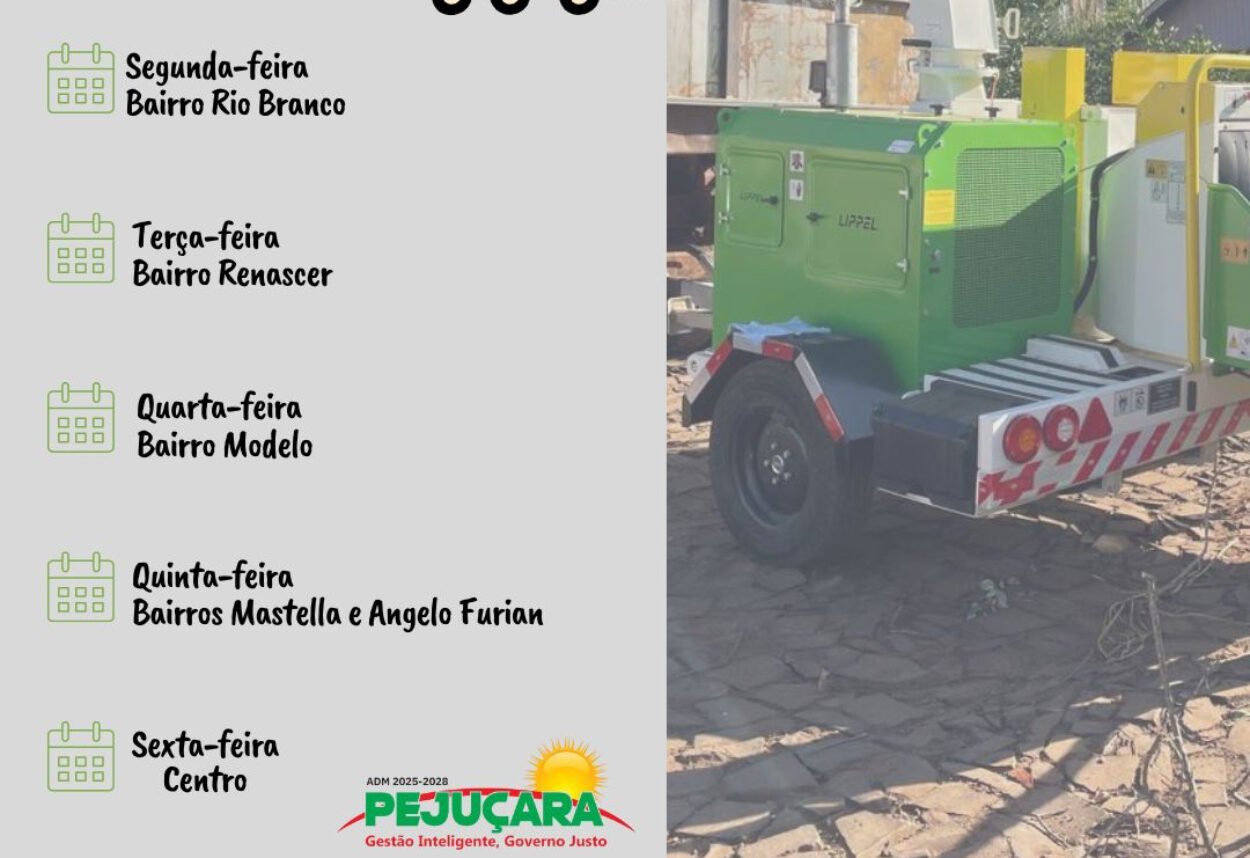 Cronograma de recolhimento de galhos Cronograma de recolhimento de galhos