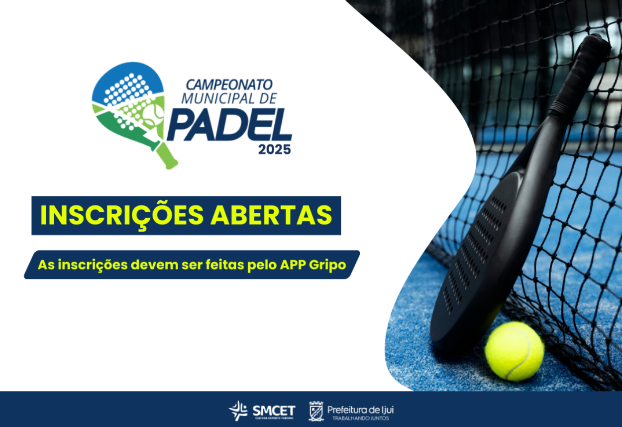 Abertas as inscrições para o Campeonato Municipal de Padel Abertas as inscrições para o Campeonato Municipal de Padel