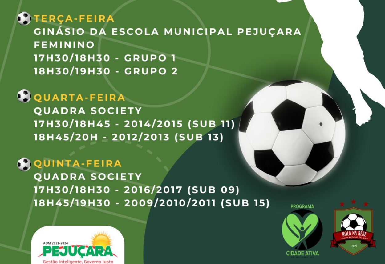 Confira os dias das aulas do Bola na Rede