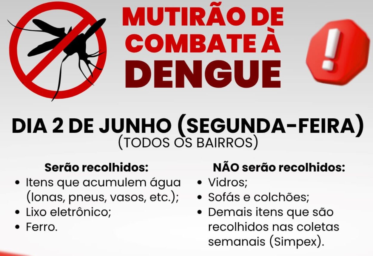 Mutirão de Combate à Dengue é transferido para a próxima semana