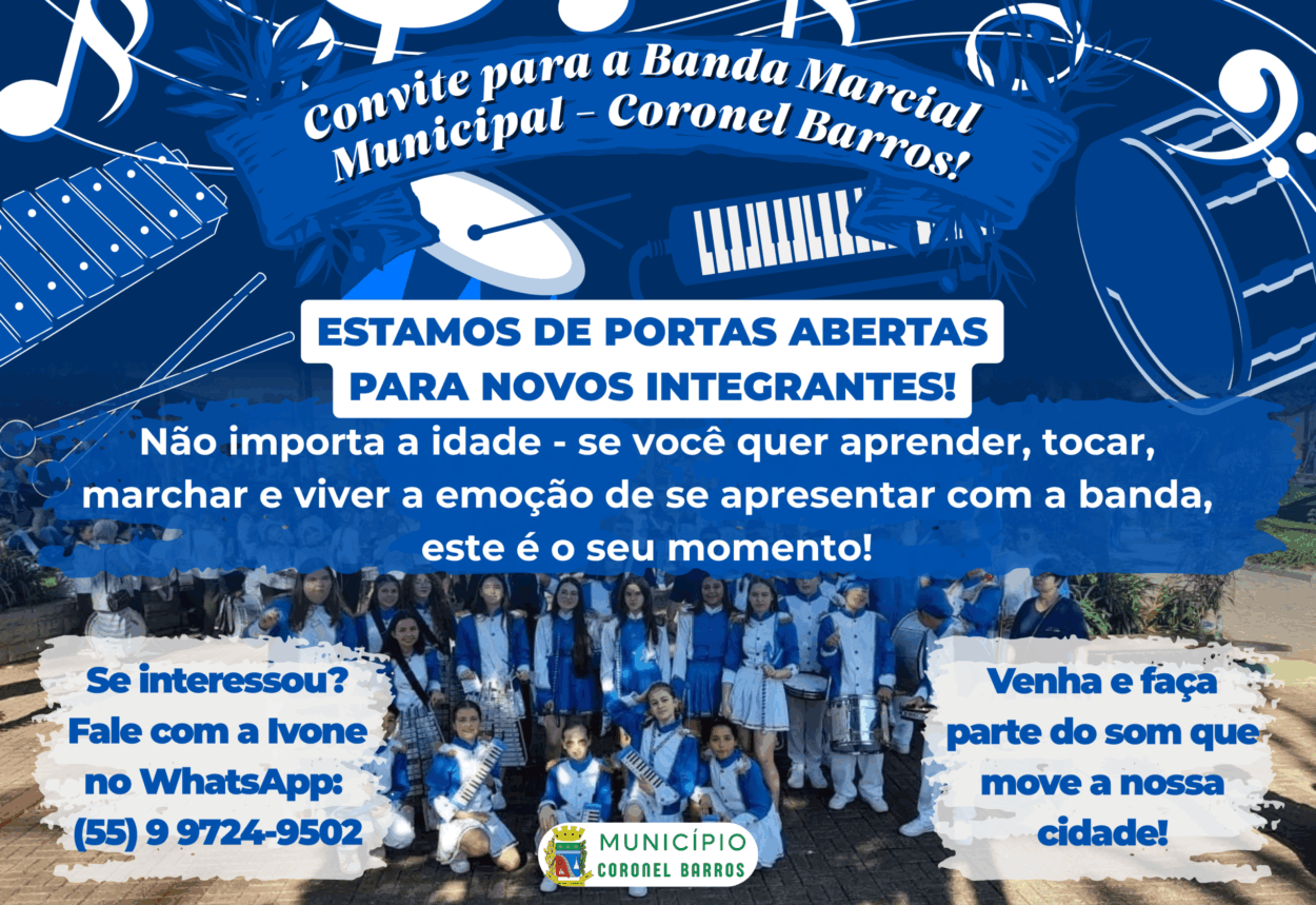 Banda Marcial Municipal abre inscrições para novos integrantes em Coronel Barros